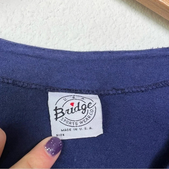 Vintage 80’s Western Bedazzled Jumpsuit Navy Blue small - Picture 8 of 12